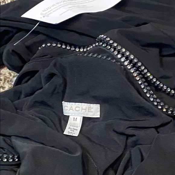 🆕 Cache x Tina Knowles Elegant Black One-Shoulder Dress with Rhinestones Zipper - Picture 3 of 12